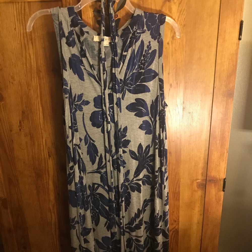 Floral Sleeveless Dress with Fabric Matching Belt